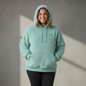 The North Face fleece Women’s Pullover Sherpa hoodie XL mint green